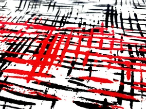 Fashionable red black and white print fabric with stretch By Yard - Picture 1 of 11