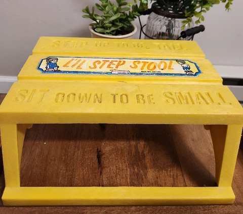 Empire Step Stool Yellow Step Up To Be Tall Sit Down Be Small Vintage - RARE Cover