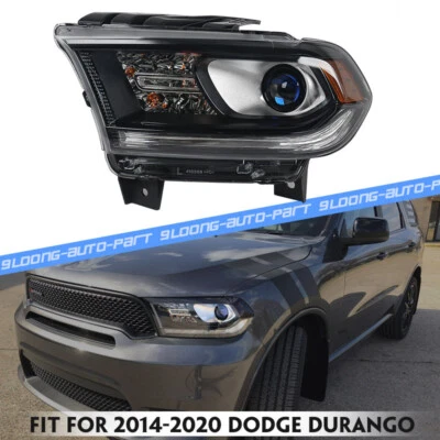 Driver Left For 2014-2020 Dodge Durango Black Trim Halogen Headlight w/o LED DRL Foto 1 de 4