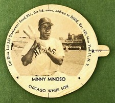1954 DIXIE LID MINNY MINOSO RIGHT   WITH TAB   WHITE SOX   3 3/16" LARGE SIZE