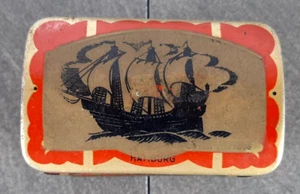 Alte Blechdose Hamburg Segelschiff Schiffstruhe Blech Dose Werbung - Bild 1 von 7