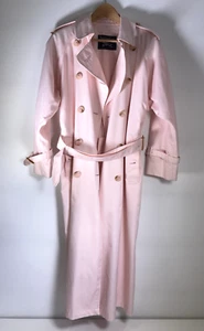 Vintage Women's BURBERRY'S Trench Coat Light Pink Long 6 B86D Belted Rain Mac - Picture 1 of 21