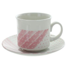 Churchill England Pink Shades Polka Dots with Stripes Flat Cup and Saucer Set