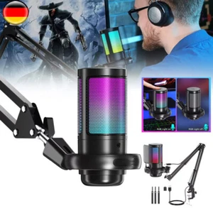 PC Gaming Microphone RGB Mikrofon Mikrofon für Streaming Podcast Studio Schwarz - Afbeelding 1 van 15