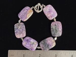 Natural Purple Charoite Bracelet Large Beads - Picture 1 of 7