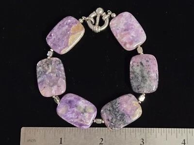 Natural Purple Charoite Bracelet Large Beads  - Image 1 of 4