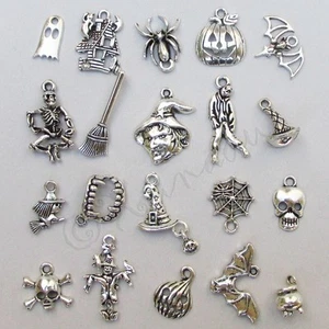 Halloween Witch Bat Pumpkin Zombie 20PCs Charms Mix CM1031 - 20, 40 Or 60PCs - Picture 1 of 12