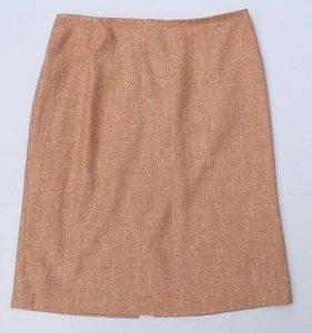 CAROLINA HERRERA New York Orange White Beige Yellow Tweed Silk Cotton Skirt 14 - Picture 1 of 12