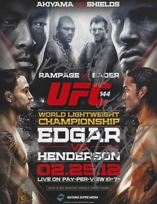 Benson Henderson Ryan Bader Quinton Rampage Jackson Signed UFC 144 8.5x11 Poster - Image 1 of 4