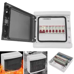 8 Way Consumer Unit Fuse Box 8 MCB Circuit Breakers Isolator Shed Waterproof New - Picture 1 of 13