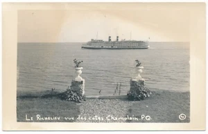 SS Richelieu Seen From The Coast at Champlain Quebec CSL Ship 1947 Photo RPPC - Imagen 1 de 2