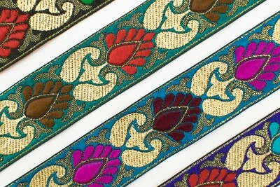 3.3cm - 33mm Wide Jacquard Trim Ribbon Embroidered Laces Braided JT120 - Image 1 of 2