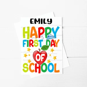 Personalised Happy First Day of School A5 Card Back to School Heart Apple - Picture 1 of 1