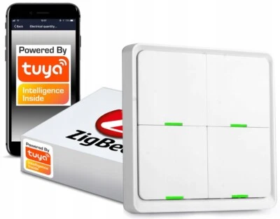 Remote Control Wall Switch 12 Scenes 4 Buttons ZigBee Tuya White - Image 1 of 4