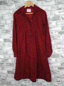 Laura Ashley Dress Size 10 12 Red Vintage Floral Corduroy - Picture 1 of 5