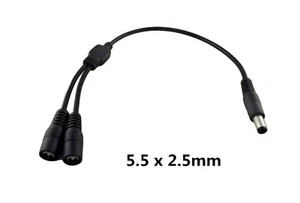 DC Power Adapter Y Splitter 5.5 x 2.5mm 1 Male to Dual Female Jack Adapter Cable - Picture 1 of 6
