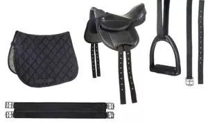 Kindersattel Holzpferd Sattel Set HKM Beginner Shetty Pony Minishetty 12 schwarz - Bild 1 von 4