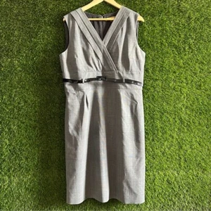 Alex Marie Pleated V-Neck Belted Sleeveless Office Dress 14 XL Office Business - Picture 1 of 4