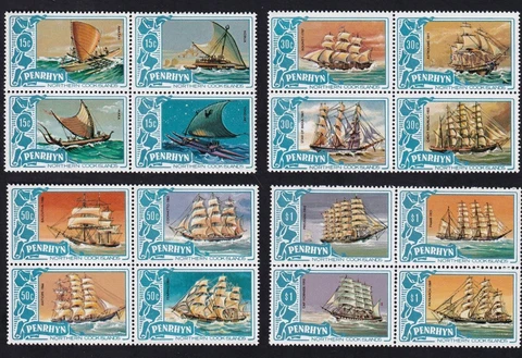 Penrhyn Cook Islands 1981 Ships, MNH set of 4 blocks, perf 13.5 [W38] Cover