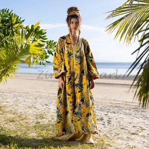 MAI bedruckt Baumwolle Samt Kimono handgefertigt Geschenk elegant klassisch Übergröße 1X-4X - Bild 1 von 4