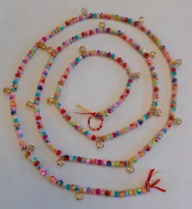 GARLAND SPRING/EASTER BEADED/MULTI + GOLD CHARMS WALL/TREE/TABLE/WREATH UNIQUE - Picture 1 of 6