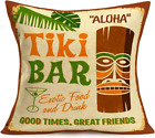 Tiki Bar Decor Throw Pillow Cushion Cover, Vintage Polynesian Statue
