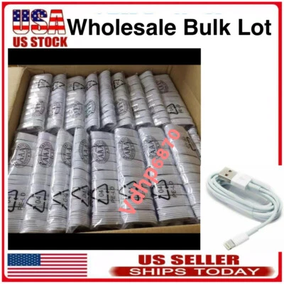 100X Lot For iPhone 13 12 11 8 7 6 Plus XR USB Fast Charger Cable Charging Cord - Image 1 of 4