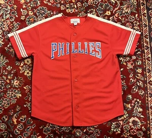 Vintage Philadelphia Phillies Baseball Jersey Starter Size XL 90s Red - Picture 1 of 5