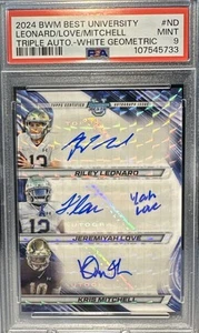 2024 Bowman Best U Triple Auto Riley Leonard/Love/Mitchell White Geometric 5/5 - Picture 1 of 5