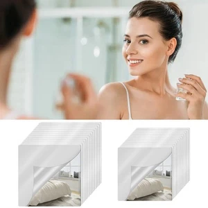 12Pcs Acrylic Mirrors Self Adhesive Mirror Tiles 2mm Thick Flexible UnqXM - Picture 1 of 18