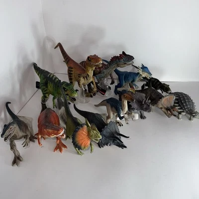 Dinosaur Lot Of 13 Ankylosaurus Triceratops Velociraptor T-Rex Model Toy New - Image 1 of 4