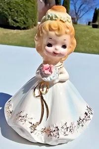 Josef Originales JUNIO Novia Flores Cumpleaños Niña Estatuilla Ojos Negros MCM - Imagen 1 de 14