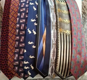 Lot Of 8 Designer Necktie Men's Multicolor Geometric Horsebit Formal Business - Picture 1 of 3