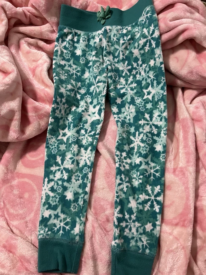 Брюки мягкие больные American Girl снежинки бирюзовый размер 4/5 для девочек - Изображение 1 из 4