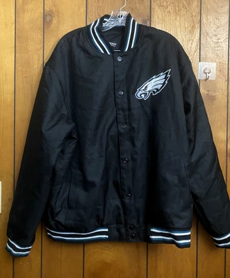 Pro Player Philadelphia Eagles Jacket Mens XLarge  Black  Snap Windbreaker - Image 1 of 4
