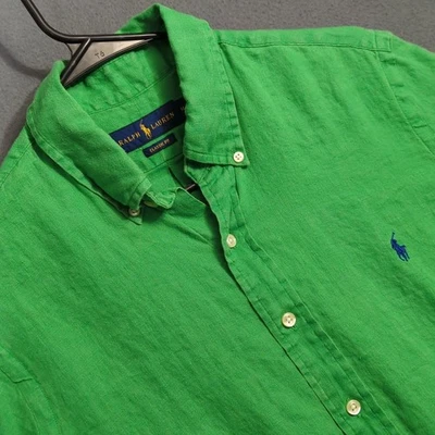 Ralph Lauren Shirt Men's M Green Linen Short Sleeve Button Down - Image 1 of 4