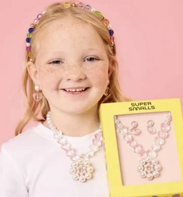 Necklace And Earrings Pink Pearl Set SUPER SMALLS BRAND NEW - Image 1 of 4