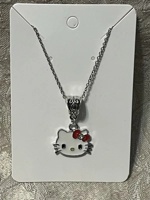 Sanrio Hello Kitty Whimsical Charm Cartoon Adorable Fashion Silver Necklace 18” - Image 1 of 2