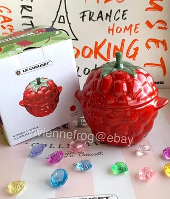 LE CREUSET FRUIT RASPBERRY BERRIES COLLECTION MINI COCOTTE PETITE CASSEROLE WLID - Image 1 of 4