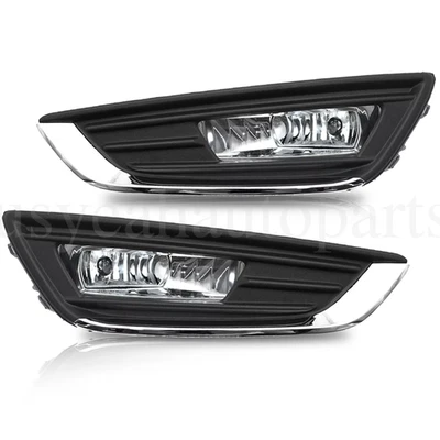 For Ford Focus 2015 2016 2017 Fog Lights Fog Lamps W/Chrome Bezel Cover LH & RH Foto 1 de 4