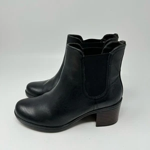Women's Clarks Hollis Sun Chelsea Black Leather Ankle Boots-Size 6.5M - Picture 1 of 15