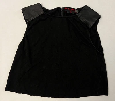 Alice + Olivia Stacey Bendet Air Linen Leather Sleeveless Zips In Back Top Shirt - Image 1 of 4