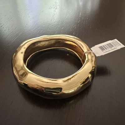 Alexis Bittar New With Tag Large Molten Bangle Bracelet- Gold Sz M/L Retail $245 - Image 1 of 4