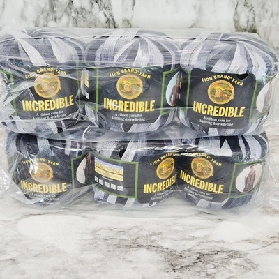 6 Trellis Lion Brand Accent on Black Ribbon Black & White Lot Made in Turkey - Image 1 of 4