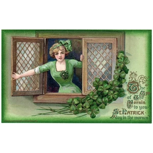 The Top of The Mornin' To You St. Patrick Day in The Mornin! Winsch Postcard - Picture 1 of 2