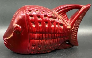 Zsolnay Eosin Red Fish Figurine Ceramic Pottery - Picture 1 of 7