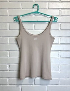 OFF-WHITE Tank TOP logo OFF women's SZ L design Virgil Abloh Beige - Picture 1 of 5