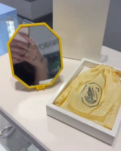 AUTHENTIC SWAROVSKI BRAND NEW Hand Mirror Octagon Yellow - Picture 1 of 2