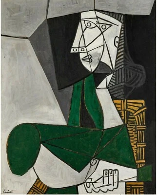 "Femme Assise en Costume Vert", por PICASSO arte póster impresión giclee, 17 x 22 Foto 1 de 3