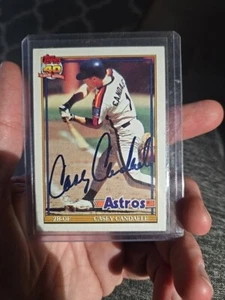1991 Topps Baseball Casey Candaele Auto Houston Astros #602 Signed - Picture 1 of 3